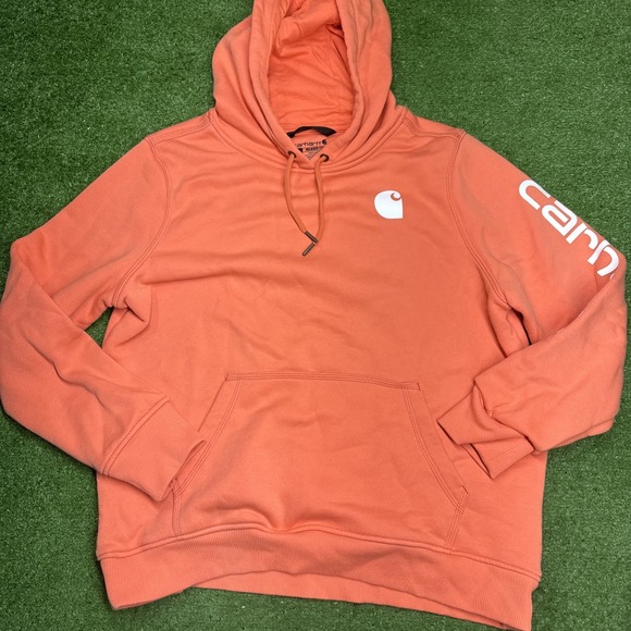 Carhartt Women's Relaxed Fit Midweight Hoodie - Size XL(16-18) Salmon / Orange - Picture 1 of 9